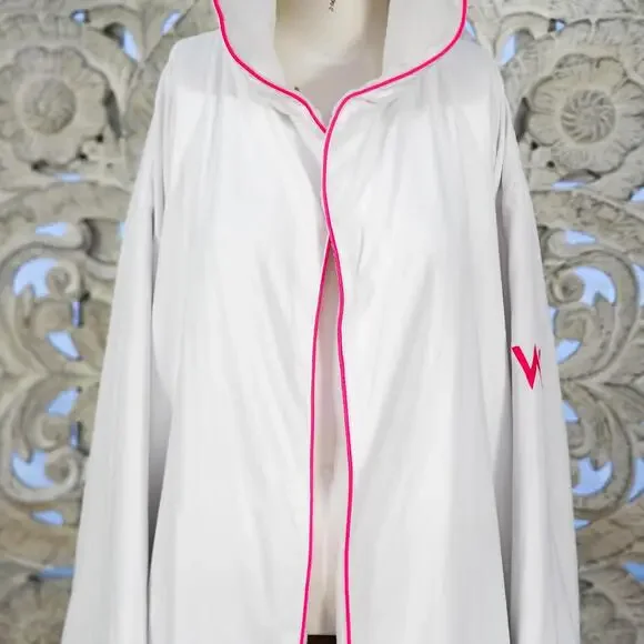 W Hotel Boca Terry White Hooded Bathrobe Pink Trim One Size Exclusive Shanghai - Picture 6 of 15